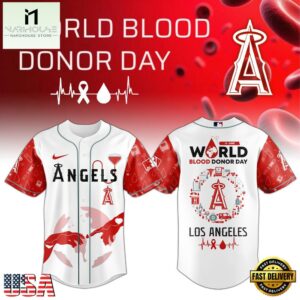 Los Angeles Angels MLB x World Blood Donor Day Baseball Jersey For Fans