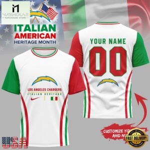 Los Angeles Chargers NFL Italian American Heritage Month 3D Shirt