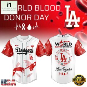 Los Angeles Dodgers MLB x World Blood Donor Day Baseball Jersey For Fans