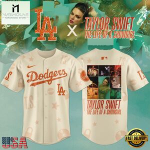 Los Angeles Dodgers x Taylor Swift The Life of a Showgirl 2025 Baseball Jersey