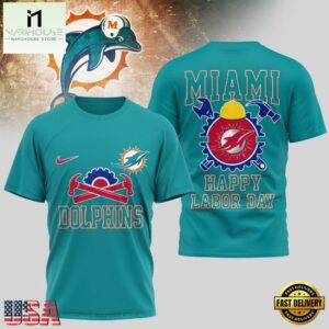 Miami Dolphins NFL Happy Labor Day 2025 Uniesx 3D Shirt