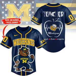 Michigan Wolverines Mascot Teacher Appreciation Month Baseball Jersey