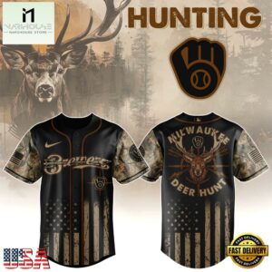 Milwaukee Brewers MLB x Deer Hunting Baseball Jersey Shirt