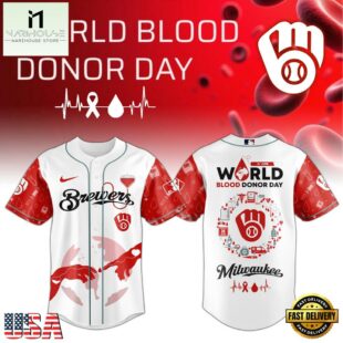 Milwaukee Brewers MLB x World Blood Donor Day Baseball Jersey For Fans