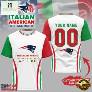 New England Patriots NFL Italian American Heritage Month 3D Shirt
