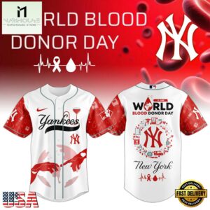 New York Yankees MLB x World Blood Donor Day Baseball Jersey For Fans
