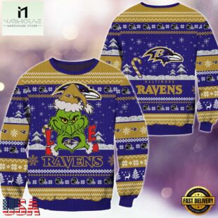 NFL Baltimore Ravens x Grinch Movies Ugly Christmas Sweater
