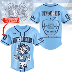 North Carolina Tar Heels Mascot Teacher Appreciation Month Baseball Jersey