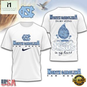 North Carolina Tar Heels NCAA Jesus In My Heart 3D Shirt