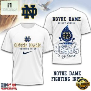 Notre Dame Fighting Irish NCAA Jesus In My Heart 3D Shirt