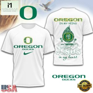 Oregon Ducks NCAA Jesus In My Heart 3D Shirt