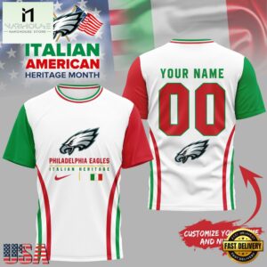 Philadelphia Eagles NFL Italian American Heritage Month 3D Shirt