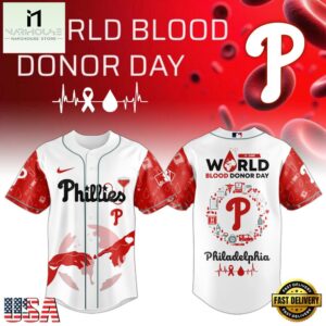Philadelphia Phillies MLB x World Blood Donor Day Baseball Jersey For Fans