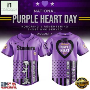 Pittsburgh Steelers Purple Heart Day Limited Edition Baseball Jersey