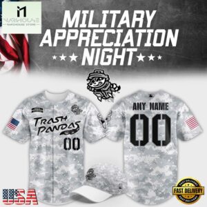 Rocket City Trash Pandas Military Appreciation Night 2025 Custom Baseball Jersey