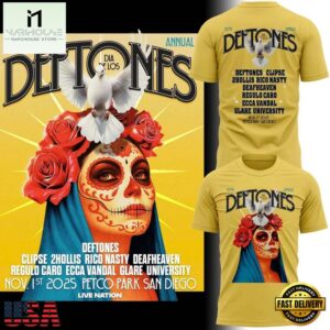 San Diego Padres Dia De Los Deftones 2025 Gold T Shirt