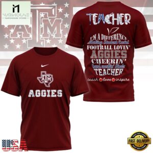 Texas A&M Aggies Teacher Pride Unisex 3D Shirt