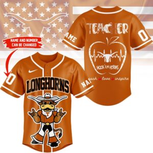 Texas Longhorns Mascot Teacher Appreciation Month Baseball Jersey