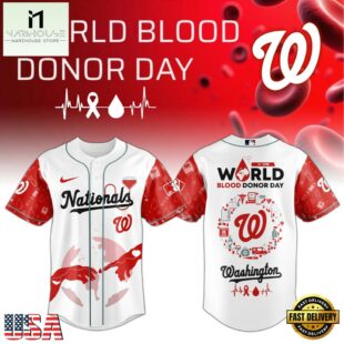 Washington Nationals MLB x World Blood Donor Day Baseball Jersey For Fans