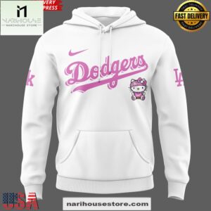 2025 Los Angeles Dodgers x Hello Kitty Special White All Over Print Unisex Hoodie