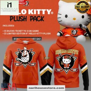 Anaheim Ducks x Hello Kitty Plush Pack Special All Over Print Unisex Hoodie
