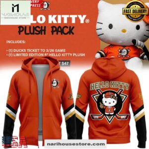 Anaheim Ducks x Hello Kitty Plush Pack Special All Over Print Unisex Hoodie