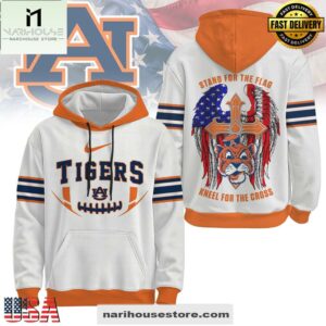 Auburn Tigers NCAA Stand For The Flag Kneel For The Cross Hoodie
