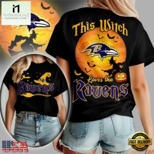 Baltimore Ravens 2025 NFL Halloween Witch Unisex 3D Shirt