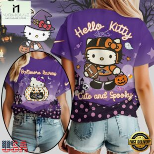 Baltimore Ravens NFL Hello Kitty Cute And Spooky Halloween 2025 Unisex 3D Shirt