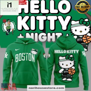 Boston Celtics x Hello Kitty Night Edition All Over Print Hoodie Shirt