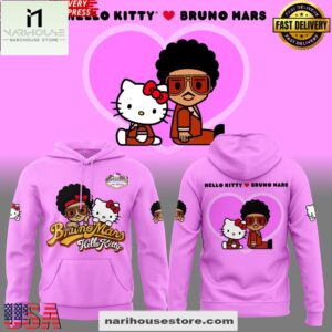 Bruno Mars x Hello Kitty Las 50th Anniversary Pink All Over Print Hoodie Shirt