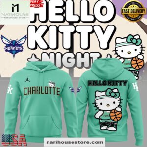 Charlotte Hornets x Hello Kitty Night Special All Over Print Unisex Hoodie