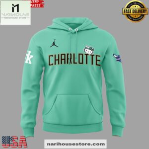 Charlotte Hornets x Hello Kitty Night Special All Over Print Unisex Hoodie