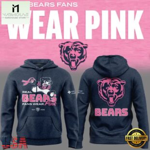 Chicago Bears New 2025 Real Bears Fans Wear Pink Hoodie