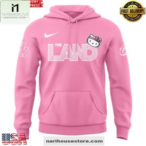 Cleveland Cavaliers x Hello Kitty 2025 Pink All Over Print Unisex Hoodie