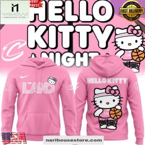 Cleveland Cavaliers x Hello Kitty 2025 Pink All Over Print Unisex Hoodie