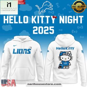 Detroit Lions x Hello Kitty 2025 White 3D Hoodie Shirt
