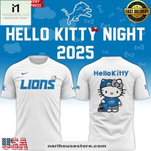 Detroit Lions x Hello Kitty 2025 White Unisex 3D Shirt
