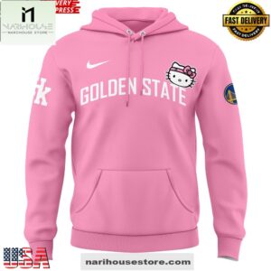 Golden State Warriors x Hello Kitty 2025 Pink All Over Print Unisex Hoodie