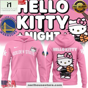 Golden State Warriors x Hello Kitty 2025 Pink All Over Print Unisex Hoodie