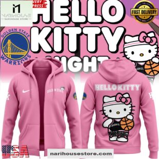 Golden State Warriors x Hello Kitty 2025 Pink All Over Print Unisex Hoodie