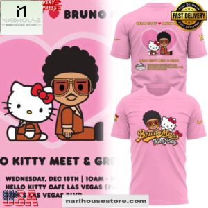 Hello Kitty x Bruno Mars Meet & Greet Pink Unisex 3D Shirt