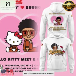 Hello Kitty x Bruno Mars Meet & Greet White All Over Print Hoodie Shirt
