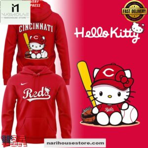 Hello Kitty x Cincinnati Reds Edition All Over Print Unisex Hoodie