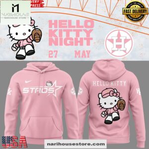 Houston Astros The Next Frontier x Hello Kitty 2025 Pink All Over Print Unisex Hoodie