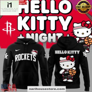 Houston Rockets Hello Kitty Night Edition Black All Over Print Hoodie Shirt