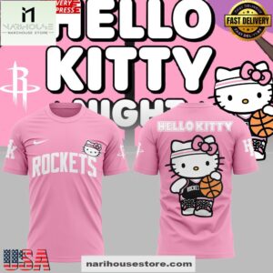 Houston Rockets Hello Kitty Night Edition Pink Unisex 3D Shirt