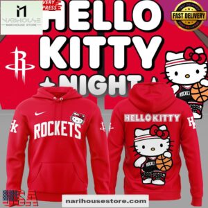 Houston Rockets Hello Kitty Night Edition Red All Over Print Hoodie Shirt