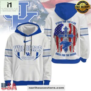 Kentucky Wildcats NCAA Stand For The Flag Kneel For The Cross Hoodie