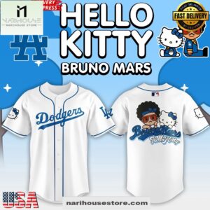 Los Angeles Dodgers Bruno Mars and Hello Kitty Special Jersey Shirt